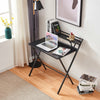Folding Computer Desk Study PC Laptop Table Workstation Home Office with Shelves