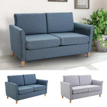 Double Seat Sofa Compact Loveseat Couch 2 Seater Armrest Linen Upholstery