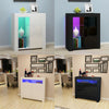 Modern Sideboard Cabinet Cupboard High Gloss 1 2 Doors Storage with LED Light