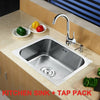 Single Bowl Laundry Stainless Steel Kitchen Sink + Single Lever Chrome Brass Tap