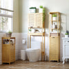 Tall Slim Bathroom Cabinet Freestanding Storage Organiser w/ 3 Shelves Natural
