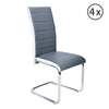 2 4 6 Grey Faux Leather Dining Chairs High Back Chrome Legs Home Furniture Chair