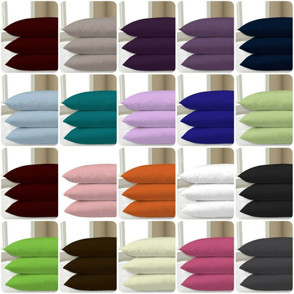 2X Pillow Cases Luxury Fine Poly Cotton Pair Pack Housewife Bedroom Pillow Cover