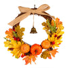 Fall Door Pumpkin Wreath Autumn Color Maple Leaf Bell Wreaths Garland LED Lights
