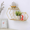 Wall Hanging Storage Rack Hexagon Metal Display Shelf Wooden ShelvesPlant Stand