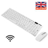 Slim 2.4G Wireless Keyboard Cordless Optical Mouse for PC Desktop White