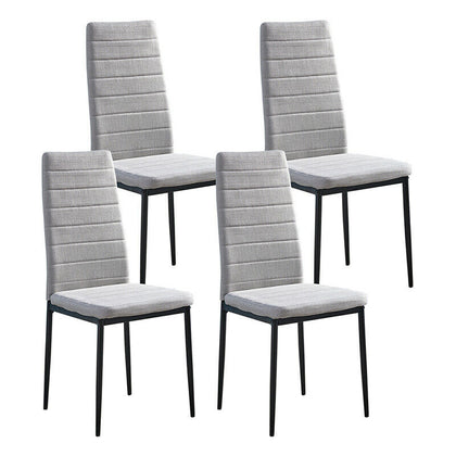 Set of 4 Grey Dining Chairs Kitchen Dinning Room Metal Leg Padded Seat Portable