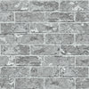 GREY CHARCOAL WHITE SILVER BRICK WALL WALLPAPER - RUSTIC MOROCCAN METALLIC STONE