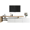TV Unit Cabinet Stand High-gloss Sideboard with LED Lights Glass Shelves White