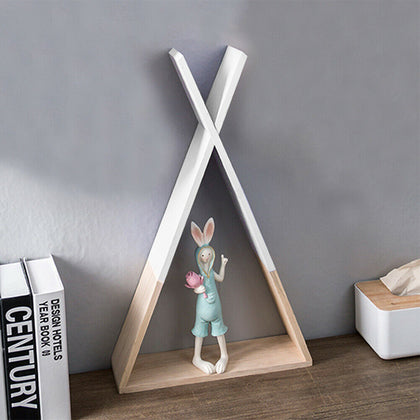 Nordic Wooden Triangle Wall Mounted Shelf Display Rack Storage Kids Room Decor