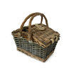 Antique Wash Two Tone Wicker Swing Handle Storage Shopping Picnic Hamper Basket