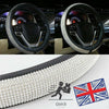 Car Steering Wheel Crystal Sparkled Diamond Cover Leather Skidproof Bling Black