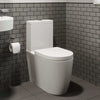 Close Coupled Bathroom Toilet Modern White Square Ceramic Soft Close Seat WC Pan