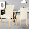 2/4 PU Leather Dining Chairs Thick Padded Seat High Back With Buttons Wood Legs