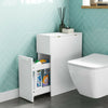 Bathroom Toilet Slim Floor Cabinet Narrow Storage Cupboard with Drawers White