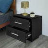 High Gloss Front Bedside Table Cabinet Nightstand White / Black 2 Drawer RGB LED
