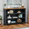 Charcoal Grey Painted Wide Low Bookcase - FC58