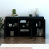 Modern Black Sideboard High Gloss 3 Door Buffet Storage Cupboard Cabinet w/LED