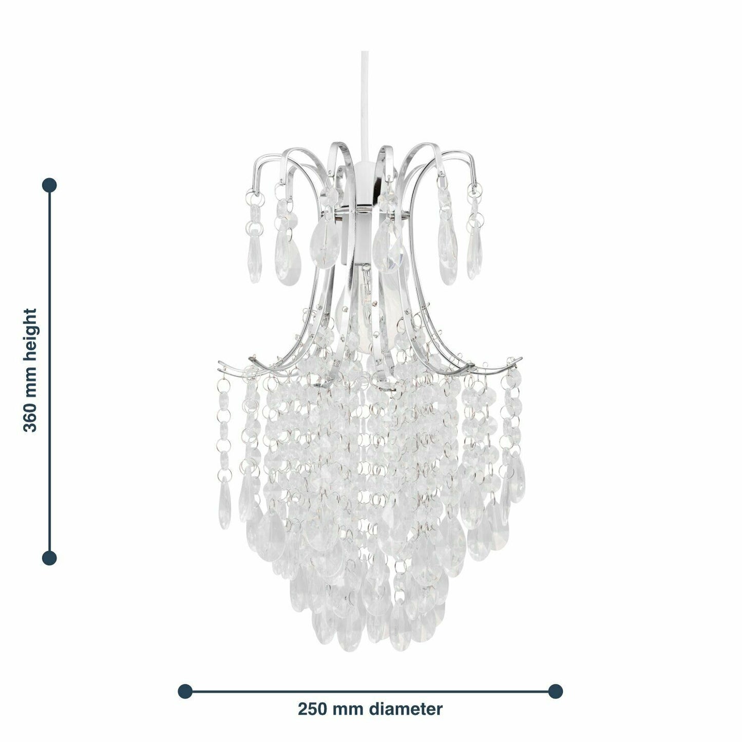 Chandelier Style Easy Fit Ceiling Light Shade Jewelled Lampshade Pendant