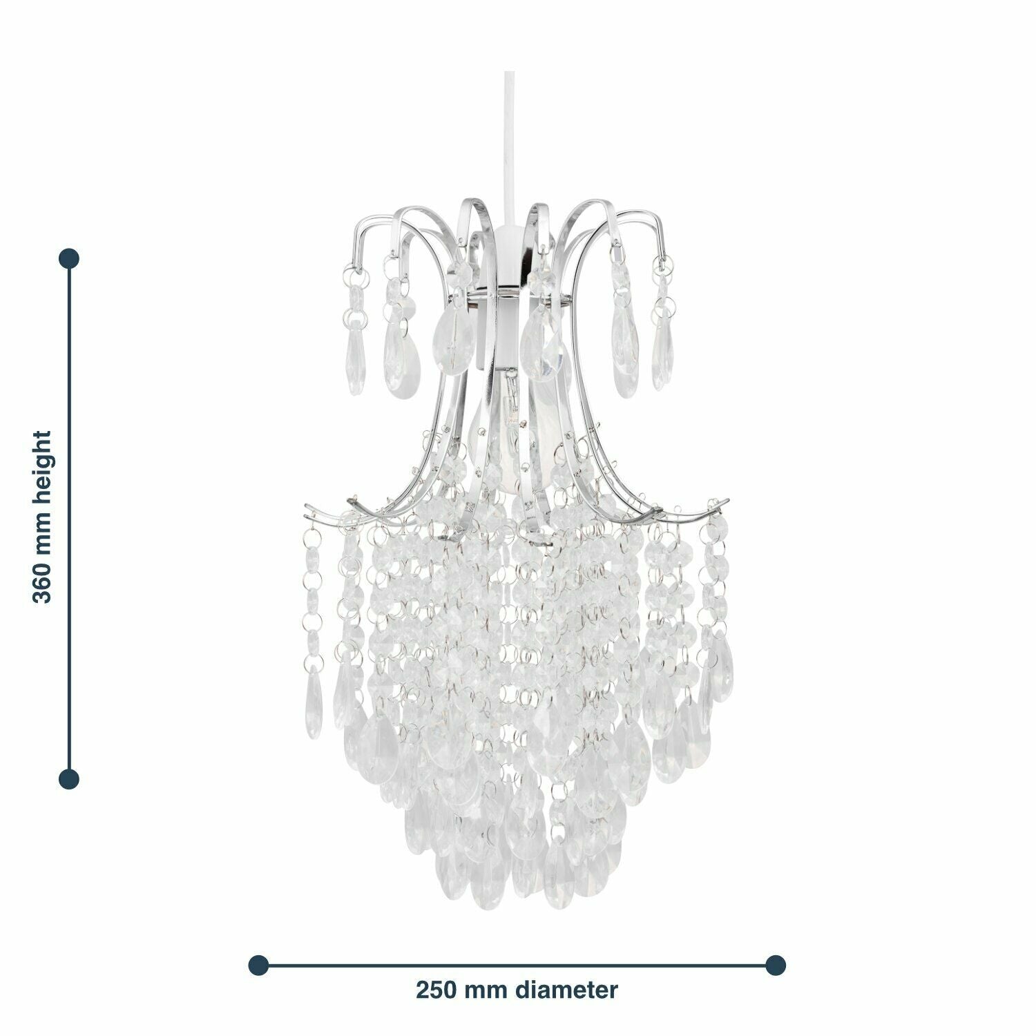 Chandelier Style Easy Fit Ceiling Light Shade Jewelled Lampshade Pendant