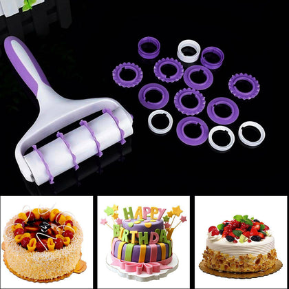 Cake Rolling Cutter Strip Decorating Sugar craft Fondant Ribbon Embosser Roller