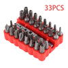 33PC SECURITY BIT SCREWDRIVER TOOL HOLDER TORX STAR HEX 60MM SPANNER SCREWS SET