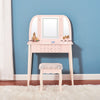 Large Dressing Table Makeup Vanity Desk Drawers W/ LED Lights Mirror & Stool