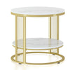 Thick Round Marble Coffee Table w/ Storage Living Rooms Bedrooms Entryway Decor