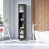 Bathroom Tall Cabinet Slim Freestanding Storage Organizer Cupboard 2 Glass Doors