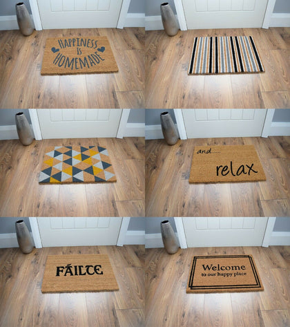 Ochre Brown Coir Door Mat Outside Inside Non Slip Entrance Rug Novelty Kitchen