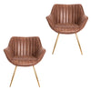 2-Pieces PU Leather Distressed Padded Dining Chairs Kitchen Oyster Ribbed Chair