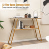 Console Table with Storage 2-Tier White Faux Marble Sofa Table with Open Shelf