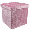 Crushed Velvet Bedroom Ottoman Foot Stool Cube Storage Box Seat Bin Bed Rest