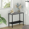 Vintage Marble Sofa Side Table Rectangle Snack / End Table with Storage Shelf