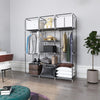 Mondeer Grey/Black Canvas Wardrobe Storage Organiser Hanging Rail Fabric