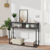 Console Table Wooden Hall Desk Side End Table Storage Shelf w/ Black Metal Frame