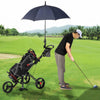 Folding Portable Golf Push Pull Cart Trolley 3 Wheels with Seat Umbrella Holder