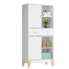 Tall Cupboard Sideboard Cabinet Storage with 2 Doors 4 Compartments Adjustable