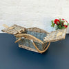 Antique Wash Two Tone Wicker Swing Handle Storage Shopping Picnic Hamper Basket