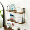 Large Rustic Industrial Pipe Wall Floating Shelf Wooden Storage Shelving 2 Tier