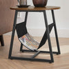 Industrial Style Coffee Table Rustic End Side Metal Magazine Pocket Metal Round