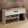 Malmo Large Grey Wooden 2 Tier Shoe Storage Cabinet Shelf Rack Stand Grey Lid