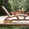 Wooden Steamer Chair with Cushion Outdoor Garden Patio Seat