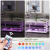 High Gloss LED Lights Coffee Tables w/ 5 Wheels Sofa Tea Table Living Room White