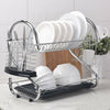 2-Tier Stainless Steel Dish Drying Rack Cup Holder and Dish Drainer for Kitchen
