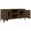 Vintage TV Stand Doors Rustic Media Storage Unit Metal Sideboard Shelves Cabinet