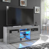 Grey TV Stand Modern High Gloss &Matt 120cm Unit Cabinet LED Lights PuzzoG