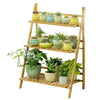 Bamboo Wooden Shelf Plant Stand Folding Multi Tier Ladder Storage Indoor Outdoor