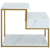 Marble Effect Coffee Table Wooden Drawer Storage LivingRoom Furniture Gold Frame