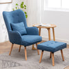 Fabric Armchair Sofa Buttoned High Back Upholstered with Foot Stool Accent Chair